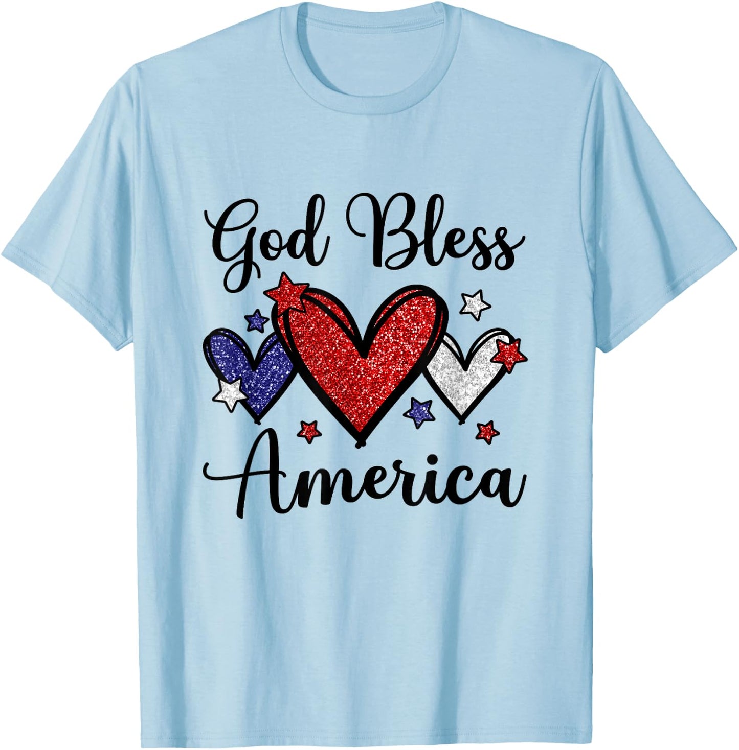 God Bless America Patriotic USA Flag Colors For Christians Kids Men T-Shirt - T-Shirt | Light Blue