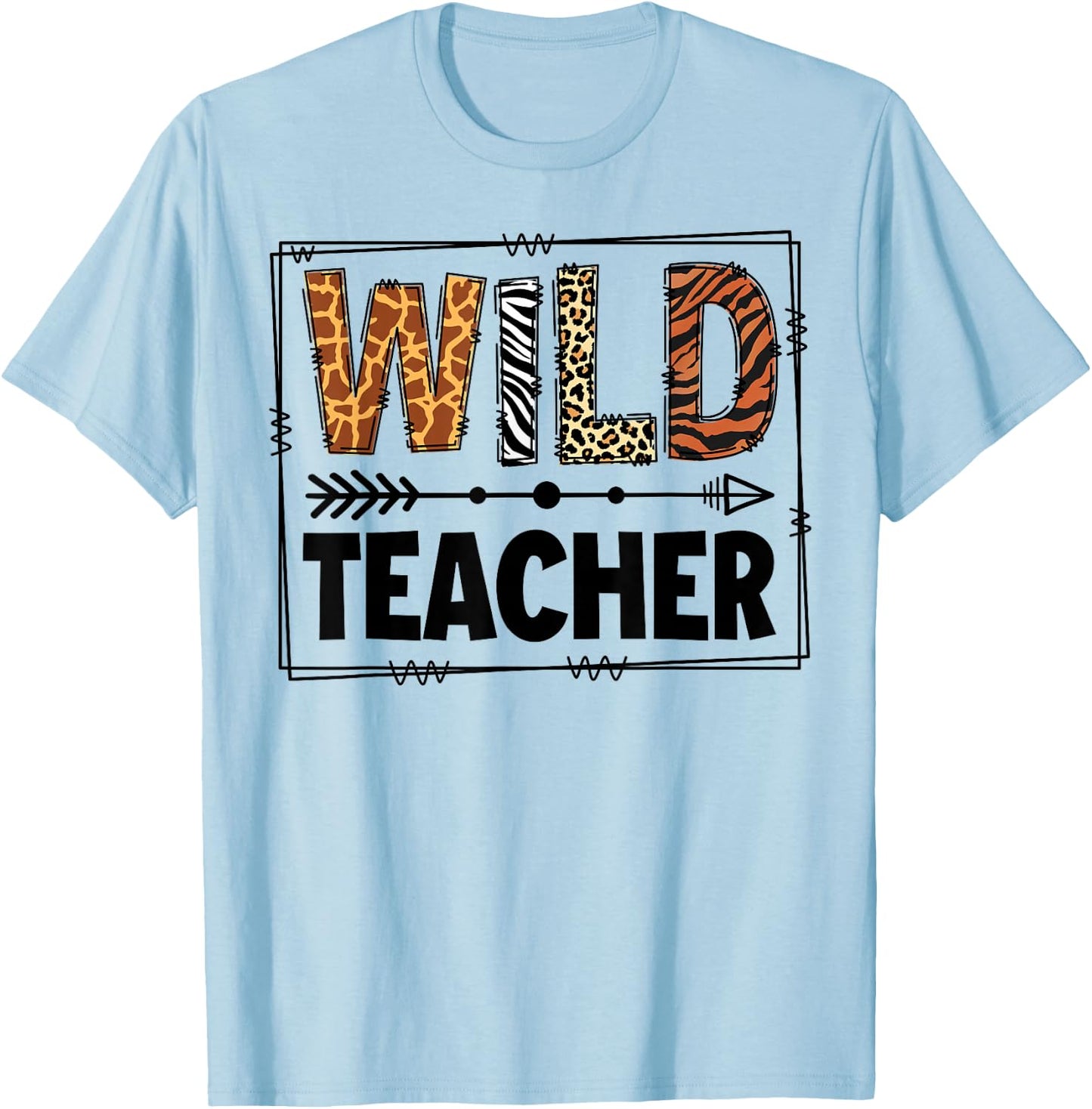 Wild One Teacher Two Wild Zoo Animal Theme Birthday Matching T-Shirt - T-Shirt | Light Blue
