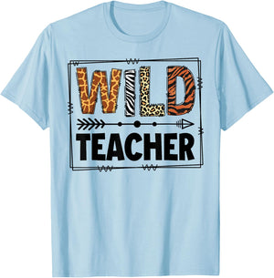 Wild One Teacher Two Wild Zoo Animal Theme Birthday Matching T-Shirt - T-Shirt | Light Blue