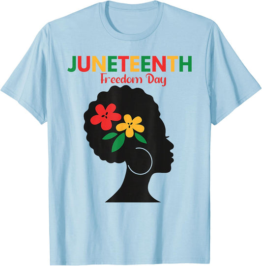 Juneteenth 1865 Freedom Day Black Women Girl African Afro T-Shirt - T-Shirt | Light Blue