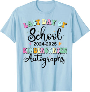 Last Day of School Autograph Kindergarten Boys Girls Summer T-Shirt - T-Shirt | Light Blue