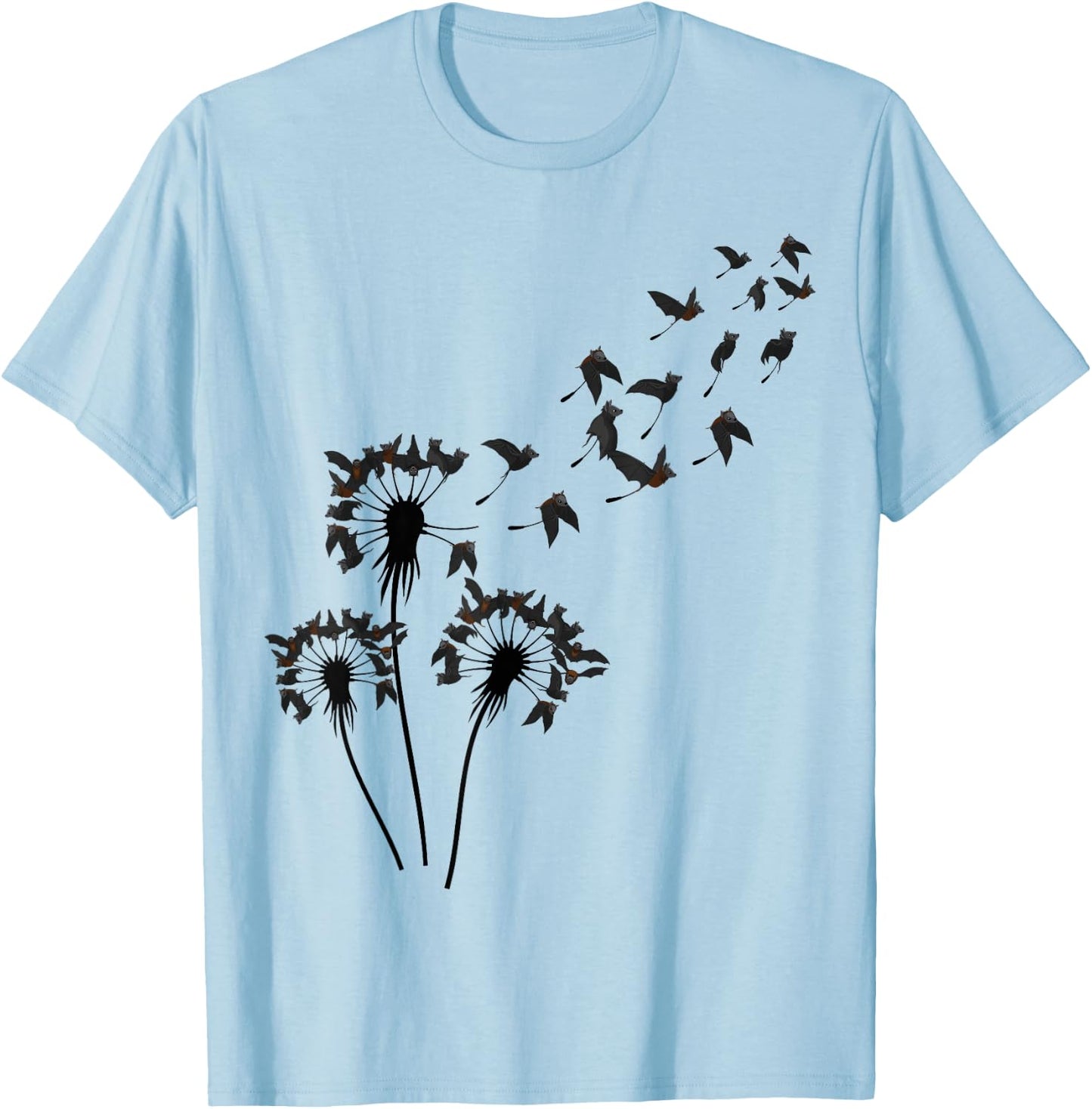 Flower Dandelion Shirt for Bat Lover | Bat T-Shirt - T-Shirt | Light Blue