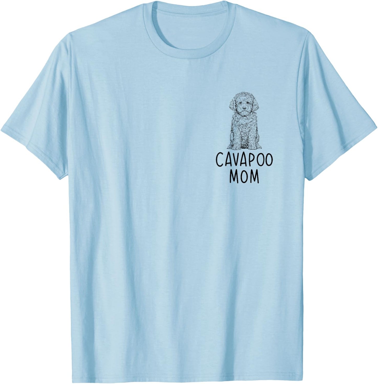 Cavapoo Mom Pocket Cavadoodle Doodle Dog Mama T-Shirt - T-Shirt | Light Blue
