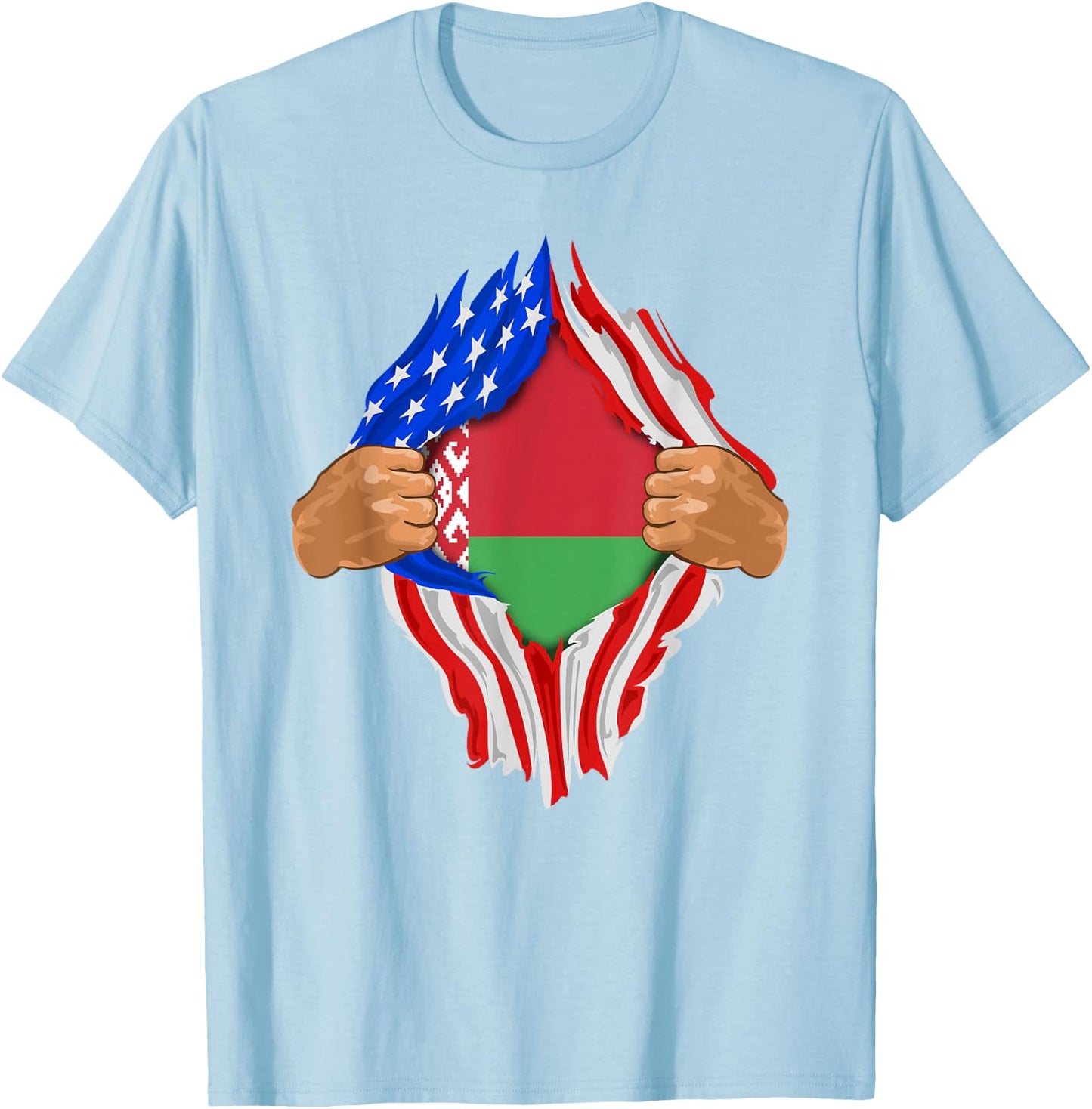 Belarusian Blood Inside Me | Belarus Flag Gift T-Shirt - T-Shirt | Light Blue