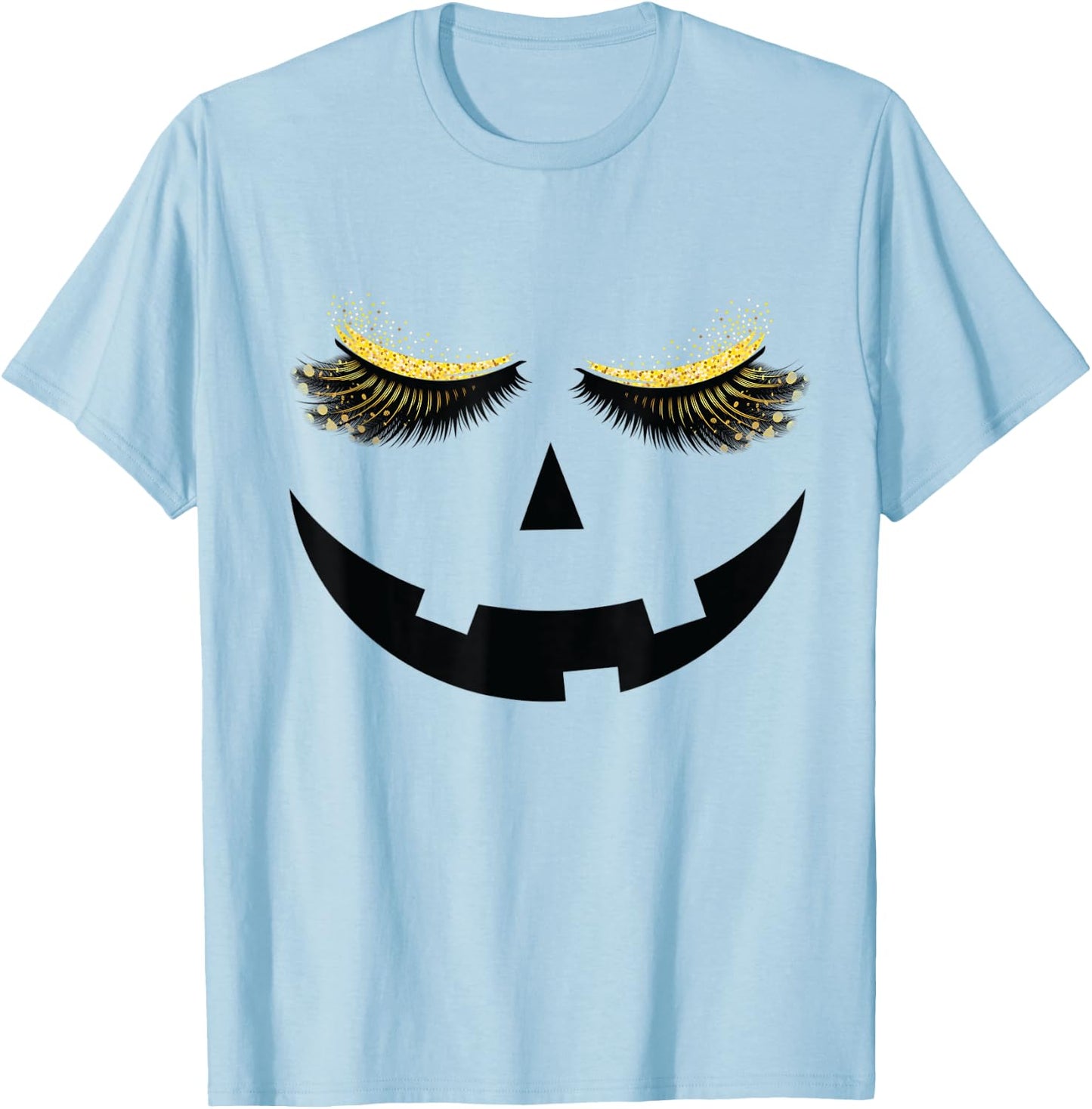 Halloween Pumpkin Beautiful Eyelashes Jack o Lantern Women T-Shirt - T-Shirt | Light Blue