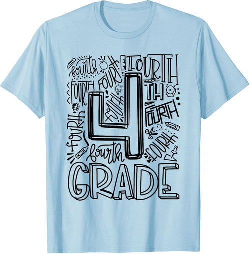 Fourth 4th Grade Typography Back To School