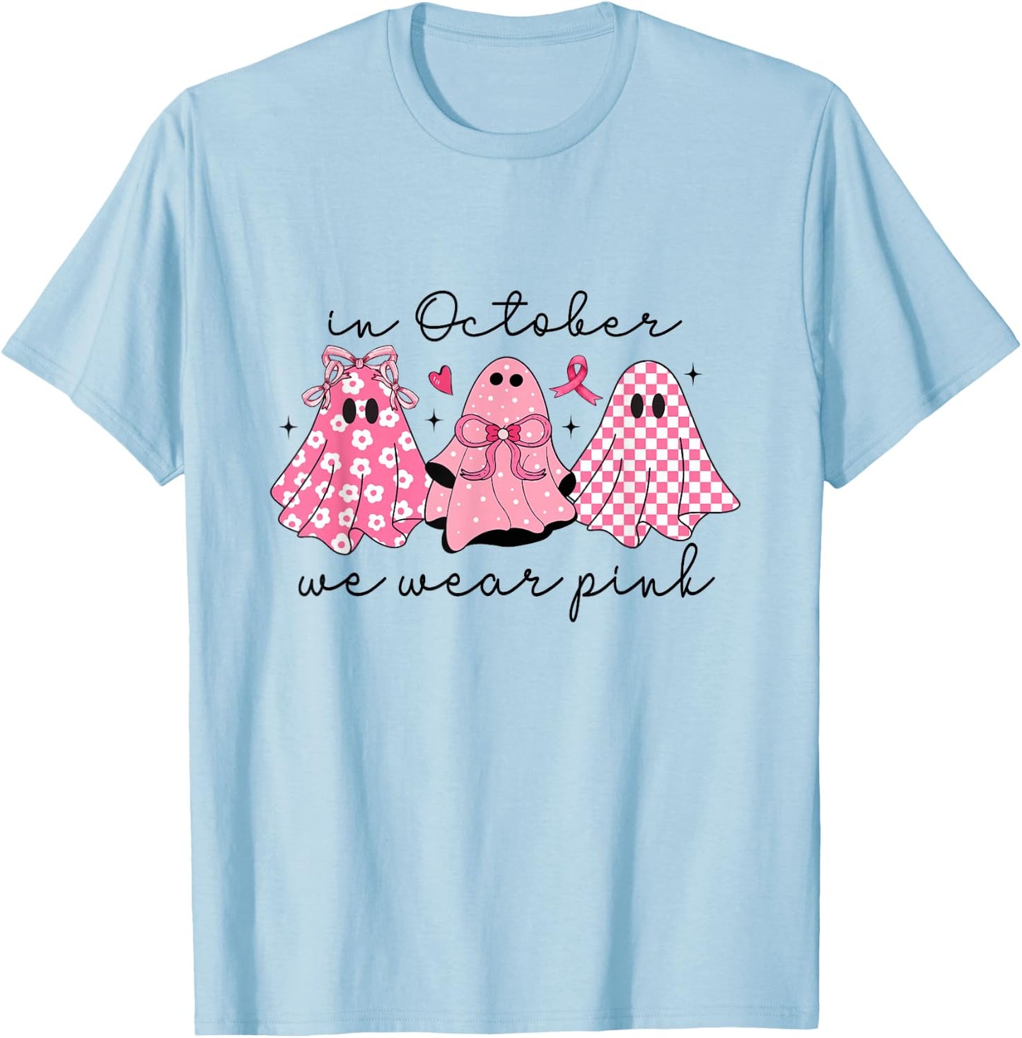 In October We Wear Pink Cute Ghost Women's T-Shirt - T-Shirt | Light Blue