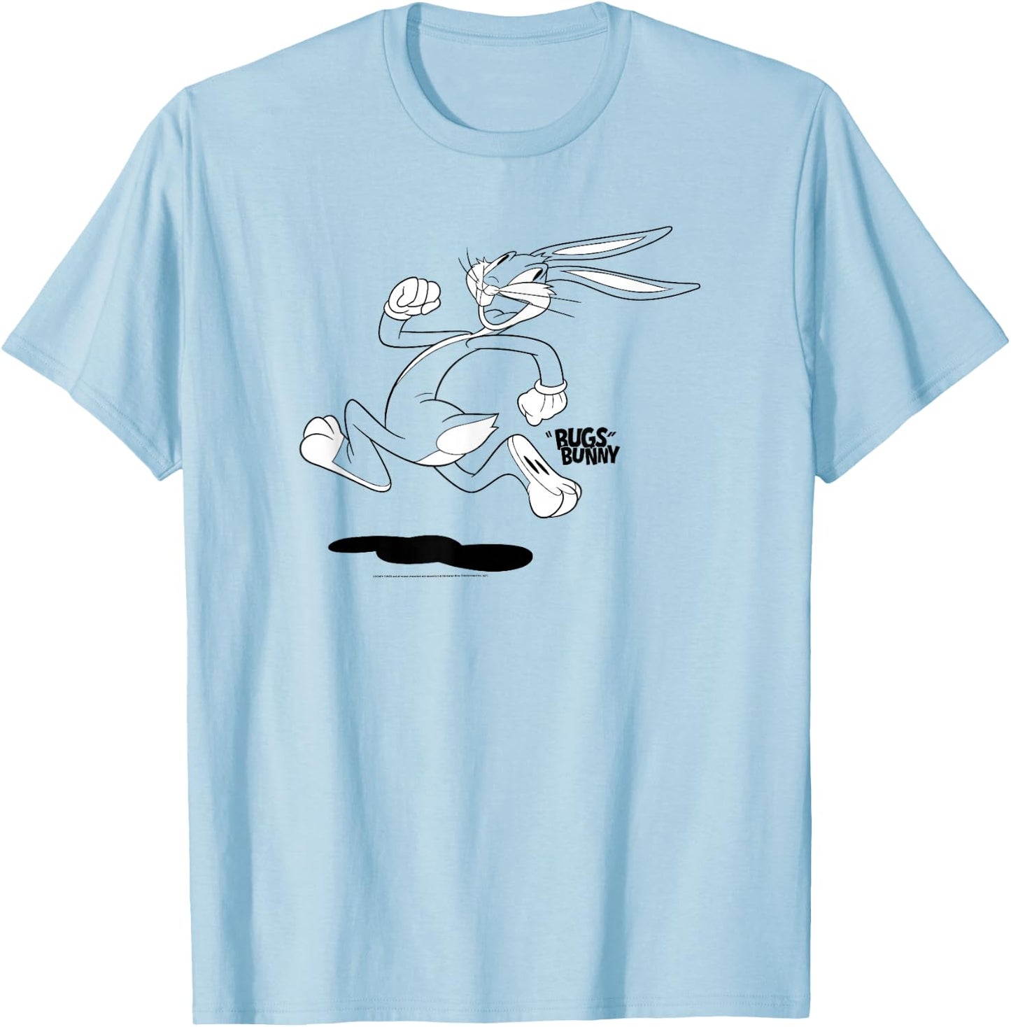 Looney Tunes Bugs Bunny Running Away Simple Outline T-Shirt - T-Shirt | Light Blue