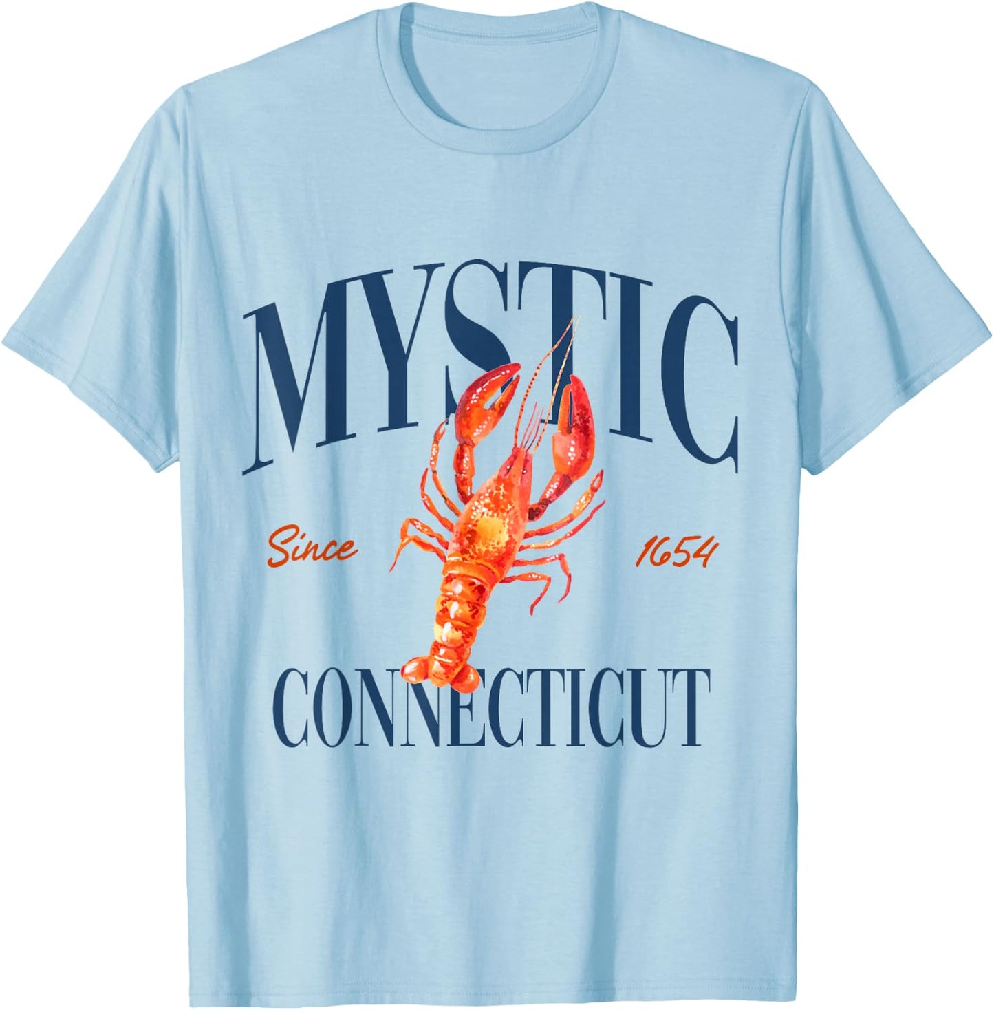 Mystic Connecticut Est. 1654 - Old Money, Retro, Classic T-Shirt - T-Shirt | Light Blue