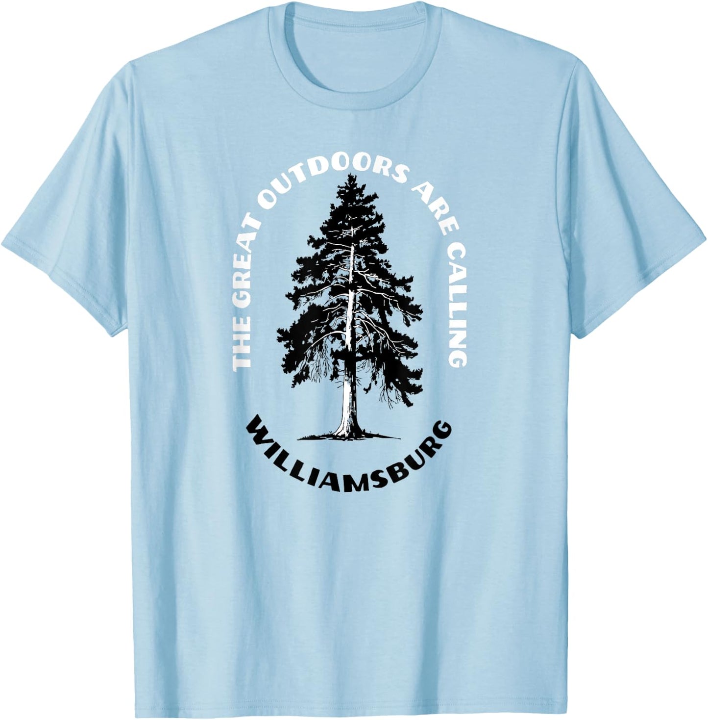 Williamsburg The Great Outdoors Are Calling Tree Nature T-Shirt - T-Shirt | Light Blue