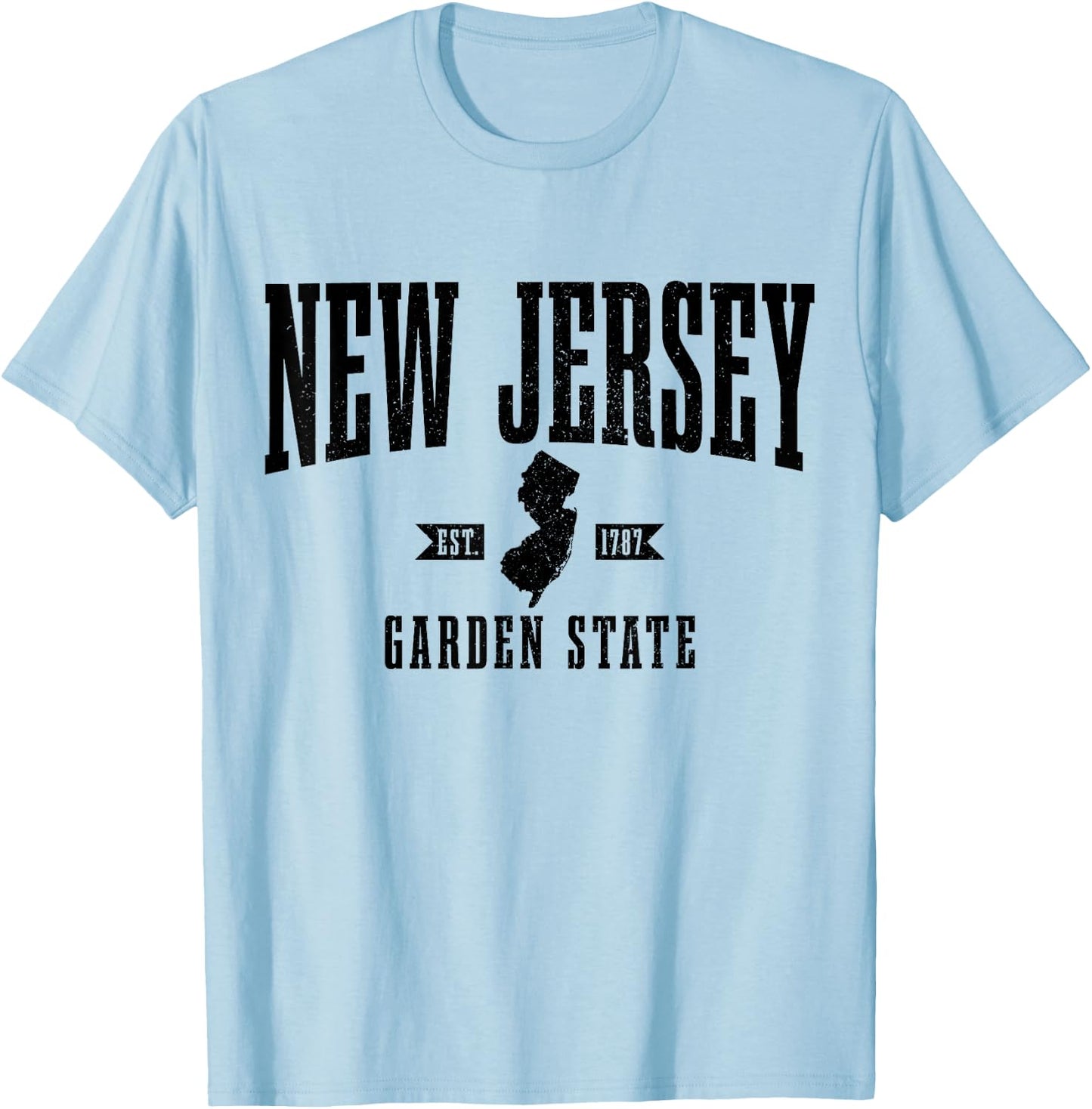 New Jersey Est. 1787 State Map Pride Vintage New Jersey T-Shirt - T-Shirt | Light Blue