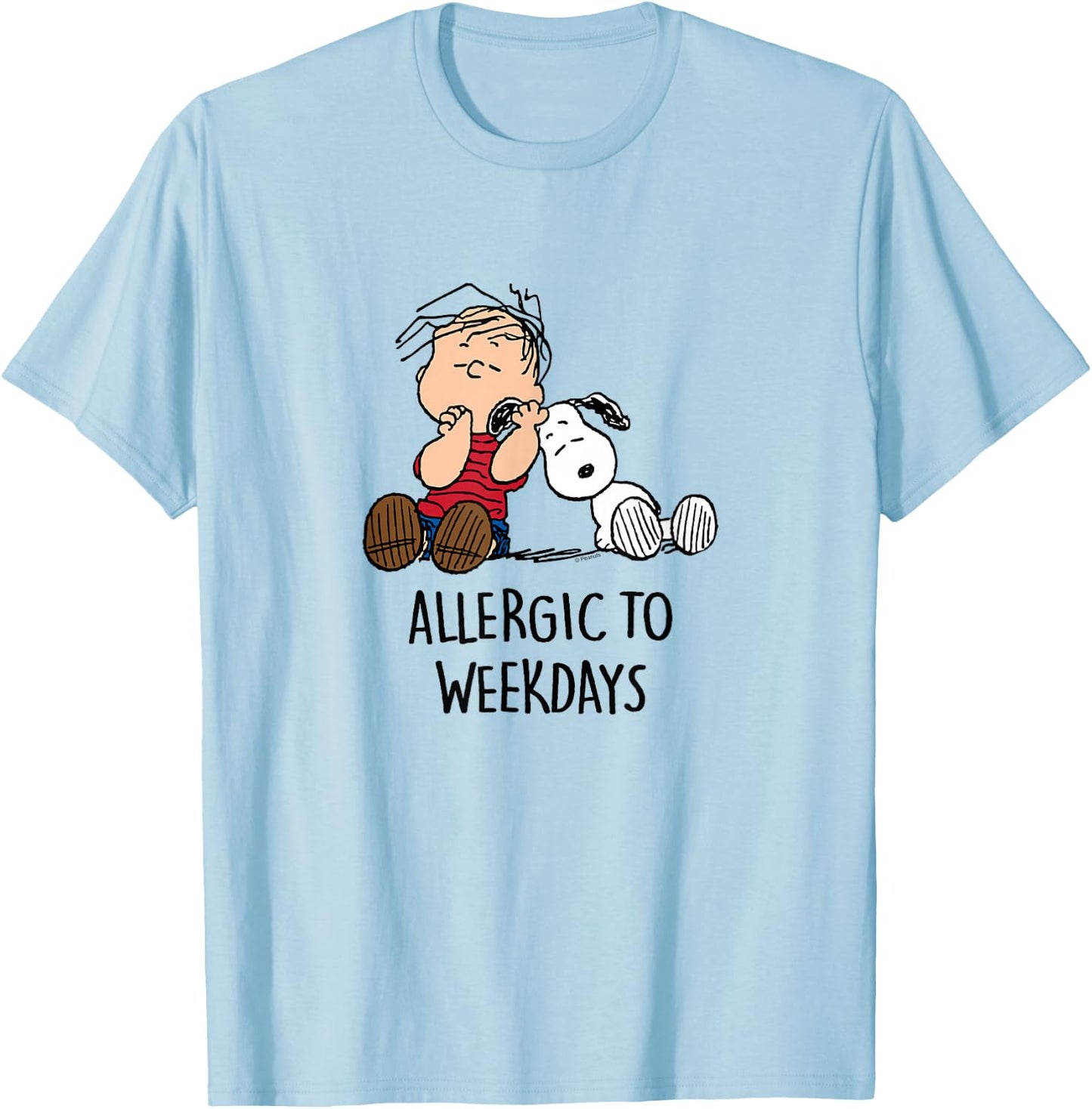 Peanuts - Linus & Snoopy - Allergic to Weekdays T-Shirt - T-Shirt | Light Blue