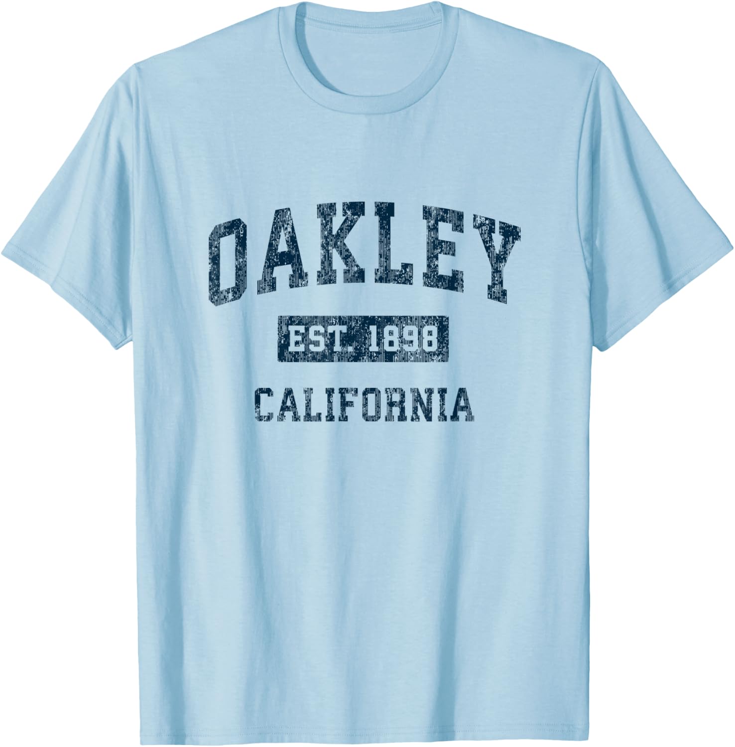 Oakley California CA Vintage Sports Design Marineblau Druck T-Shirt - T-Shirt | Light Blue