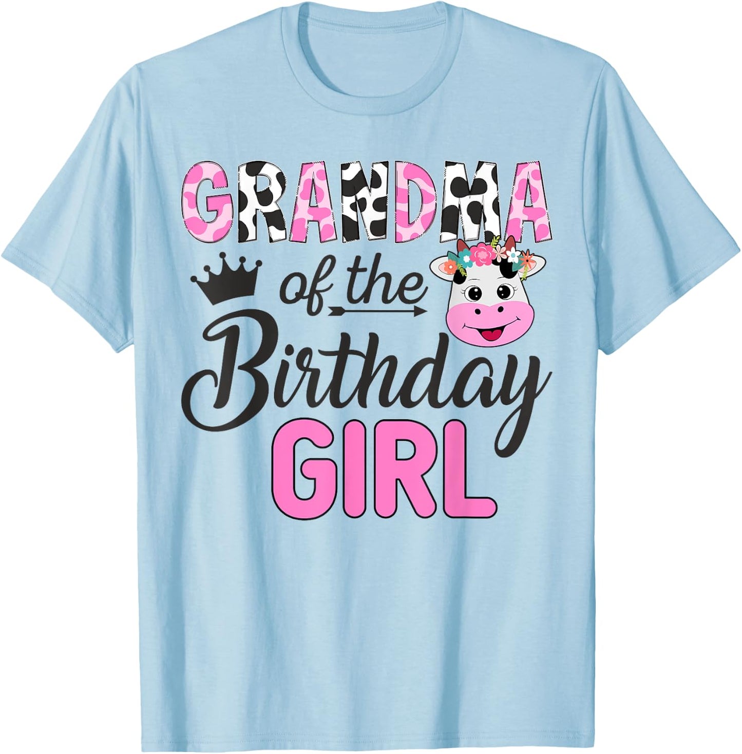 Grandma of The Birthday Girl Farm Cow 1 St Birthday Girl T-Shirt - T-Shirt | Light Blue