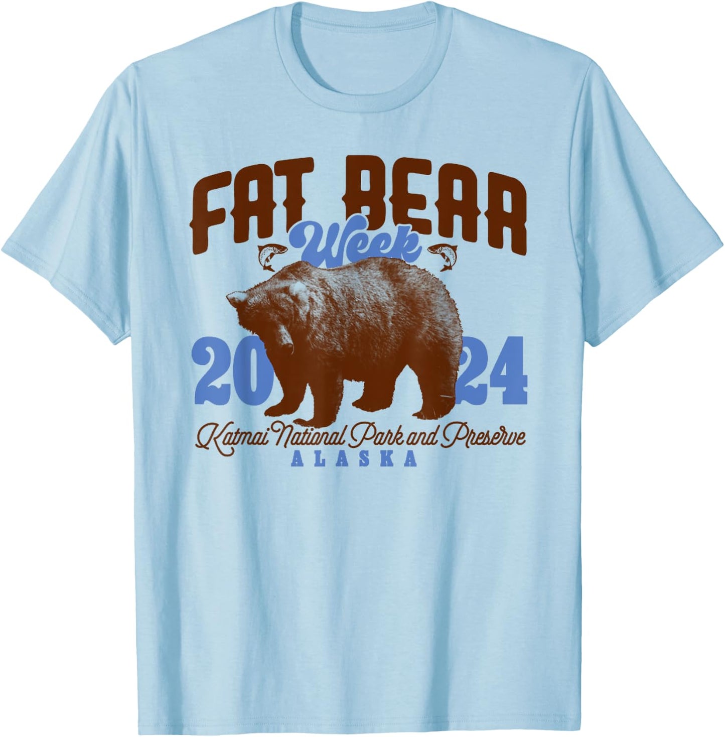 Vintage Fat Bear Week 2024 Funny Bear Meme Animal T-Shirt - T-Shirt | Light Blue