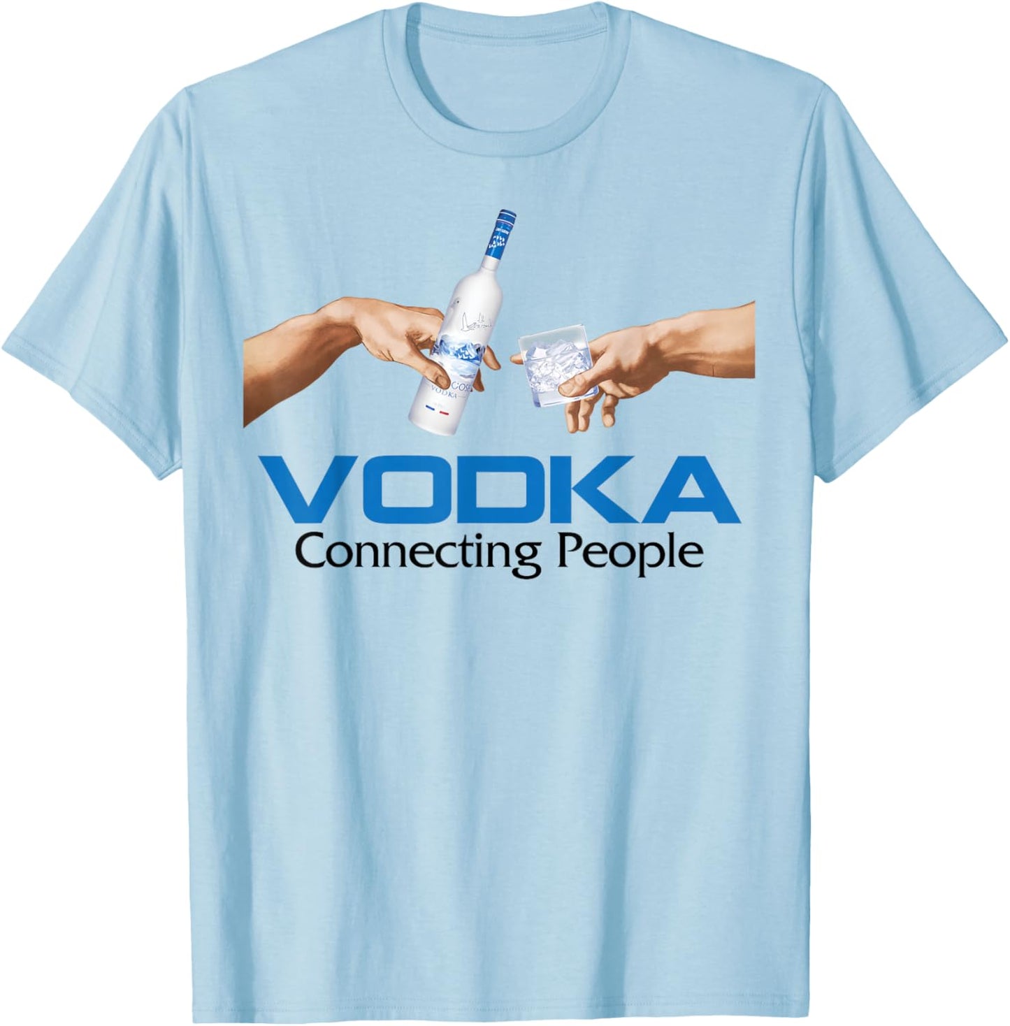 VODKA - CONNECTING PEOPLE X Erschaffung Adam Vodka Party , White T-Shirt - T-Shirt | Light Blue