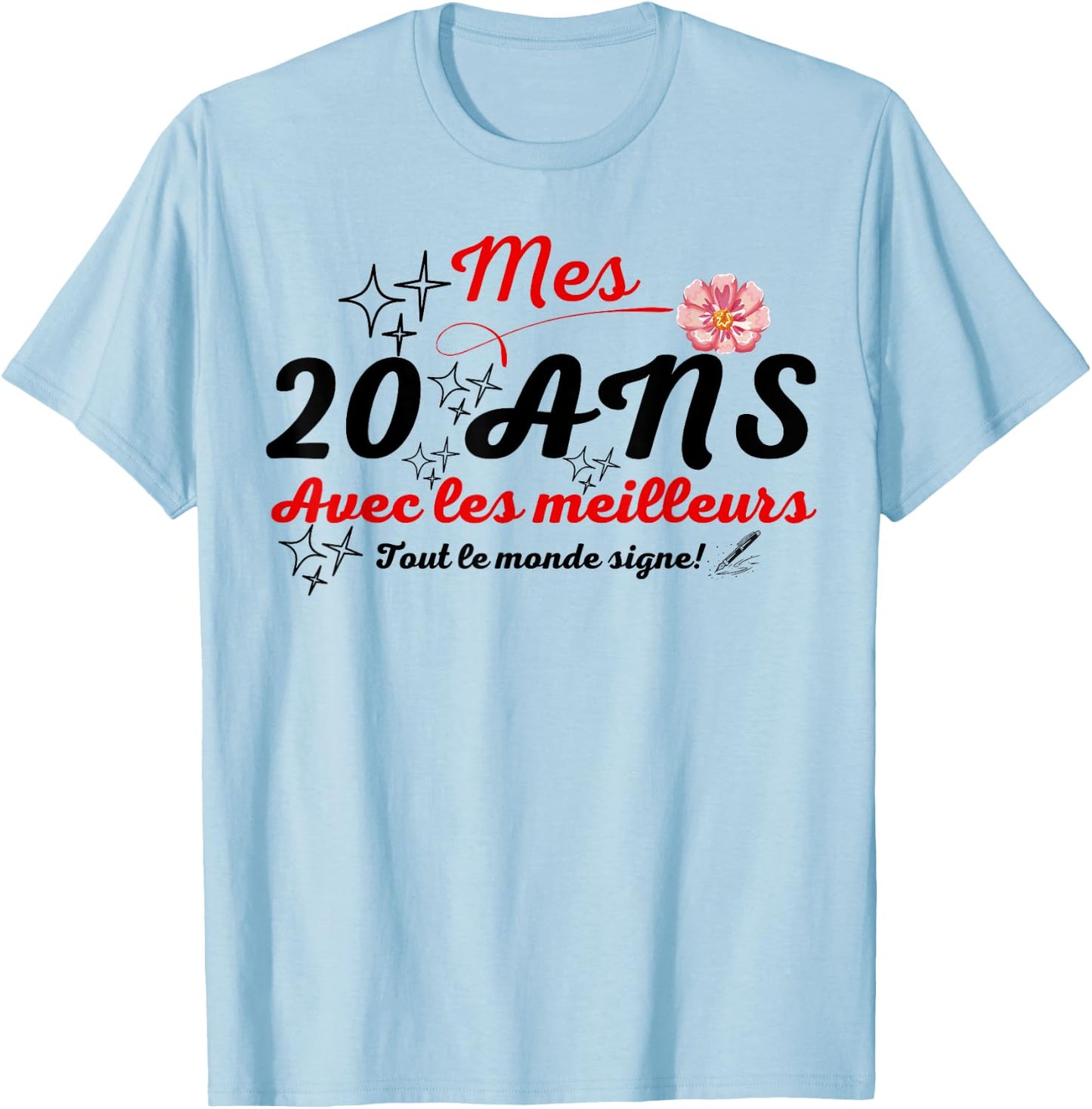 A signer 20 ans anniversaire gift anniv 20 years signature T-Shirt - T-Shirt | Light Blue
