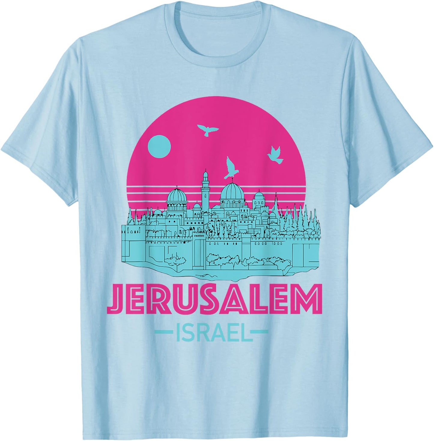 Souvenir de Jérusalem Israël Skyline Juive Israélienne Femmes Hommes T-Shirt - T-Shirt | Light Blue