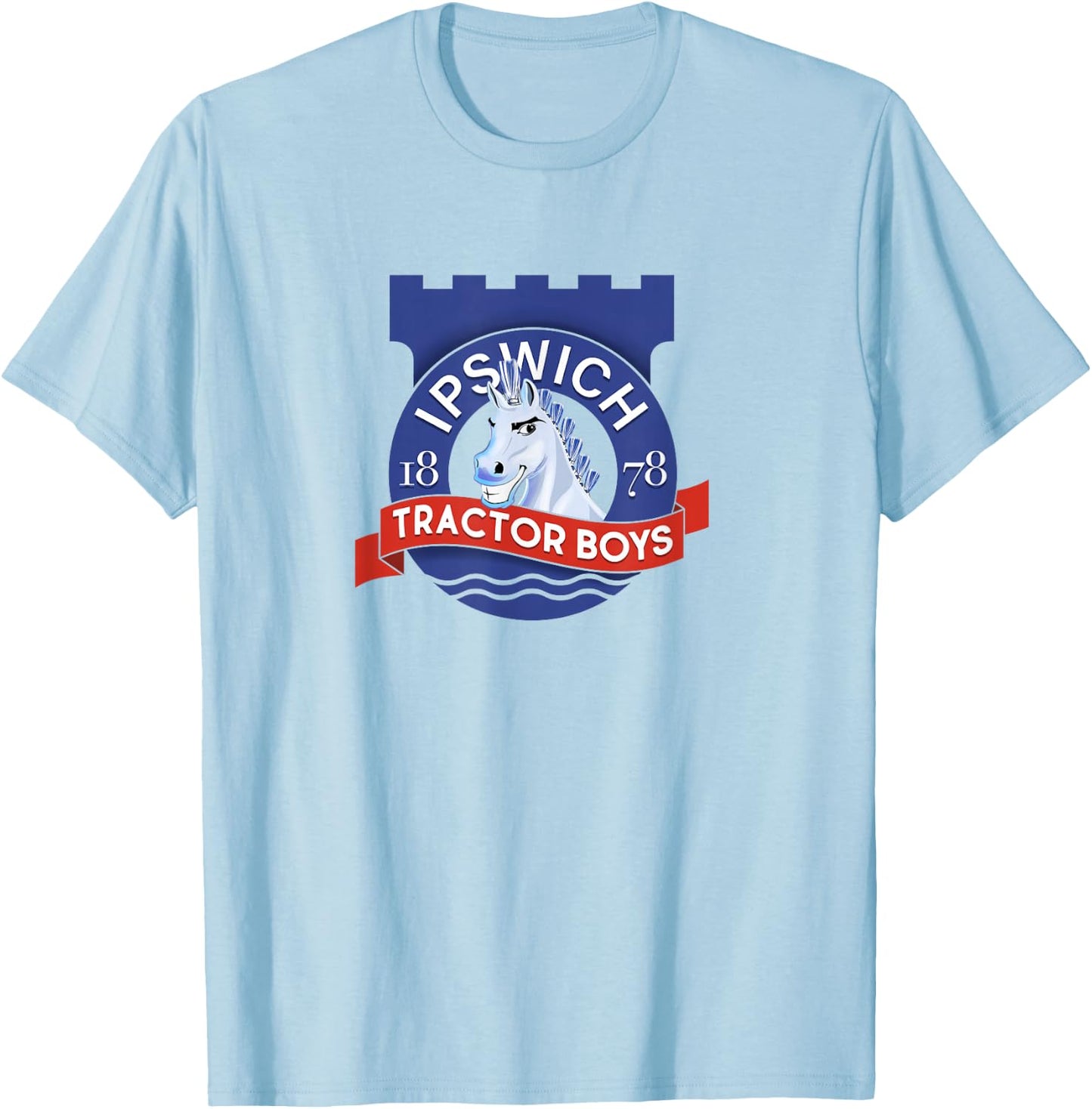 Ipswich Town Fan Tractor Boys - Suffolk Punch Badge T-Shirt - T-Shirt | Light Blue