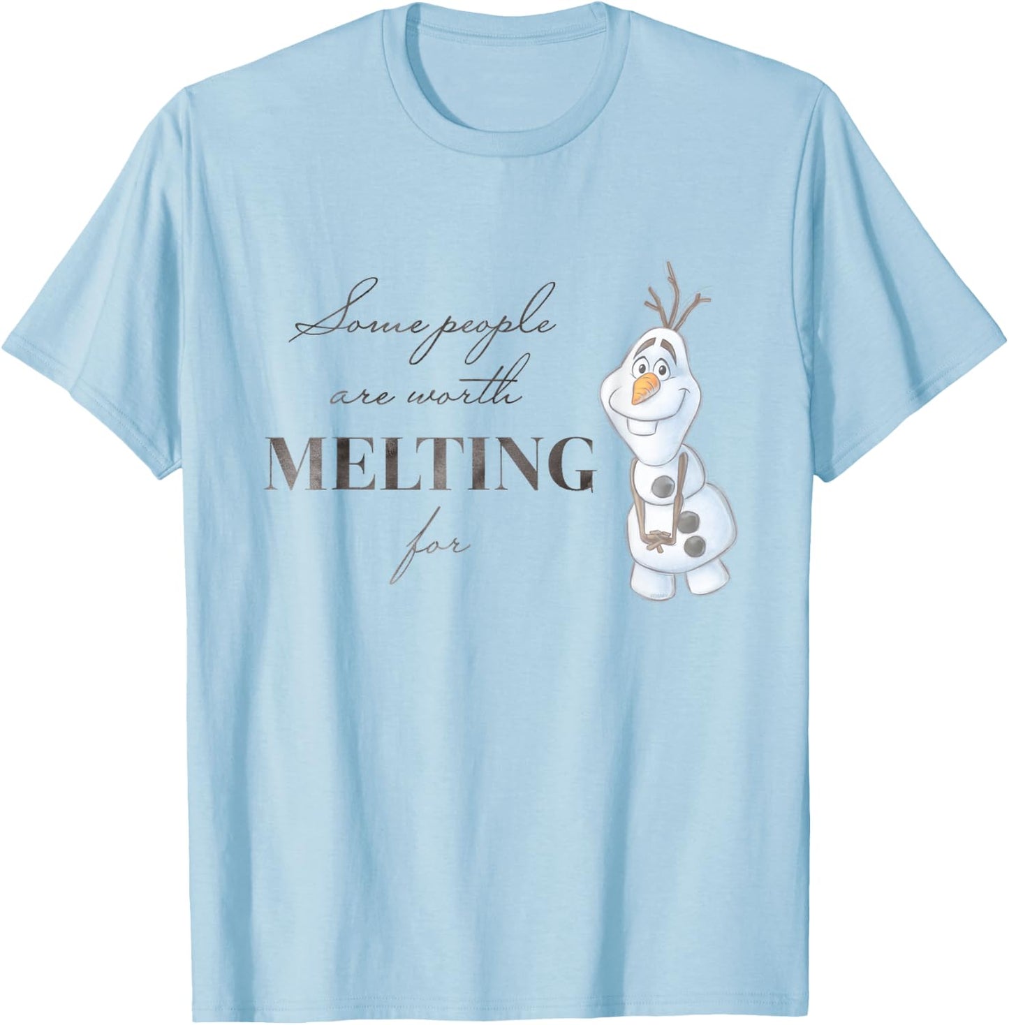 Disney 100 Anniversary Frozen Olaf D100 Quote Sweet , White T-Shirt - T-Shirt | Light Blue