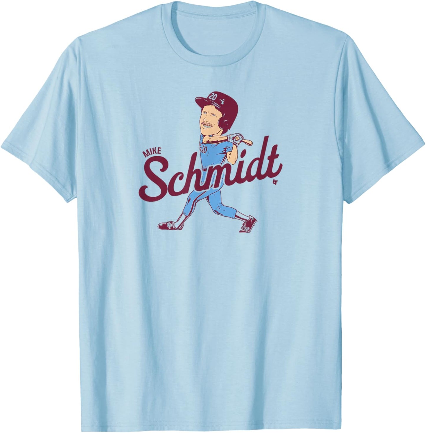 Mike Schmidt - Caricature - Philadelphia Baseball T-Shirt - T-Shirt | Light Blue