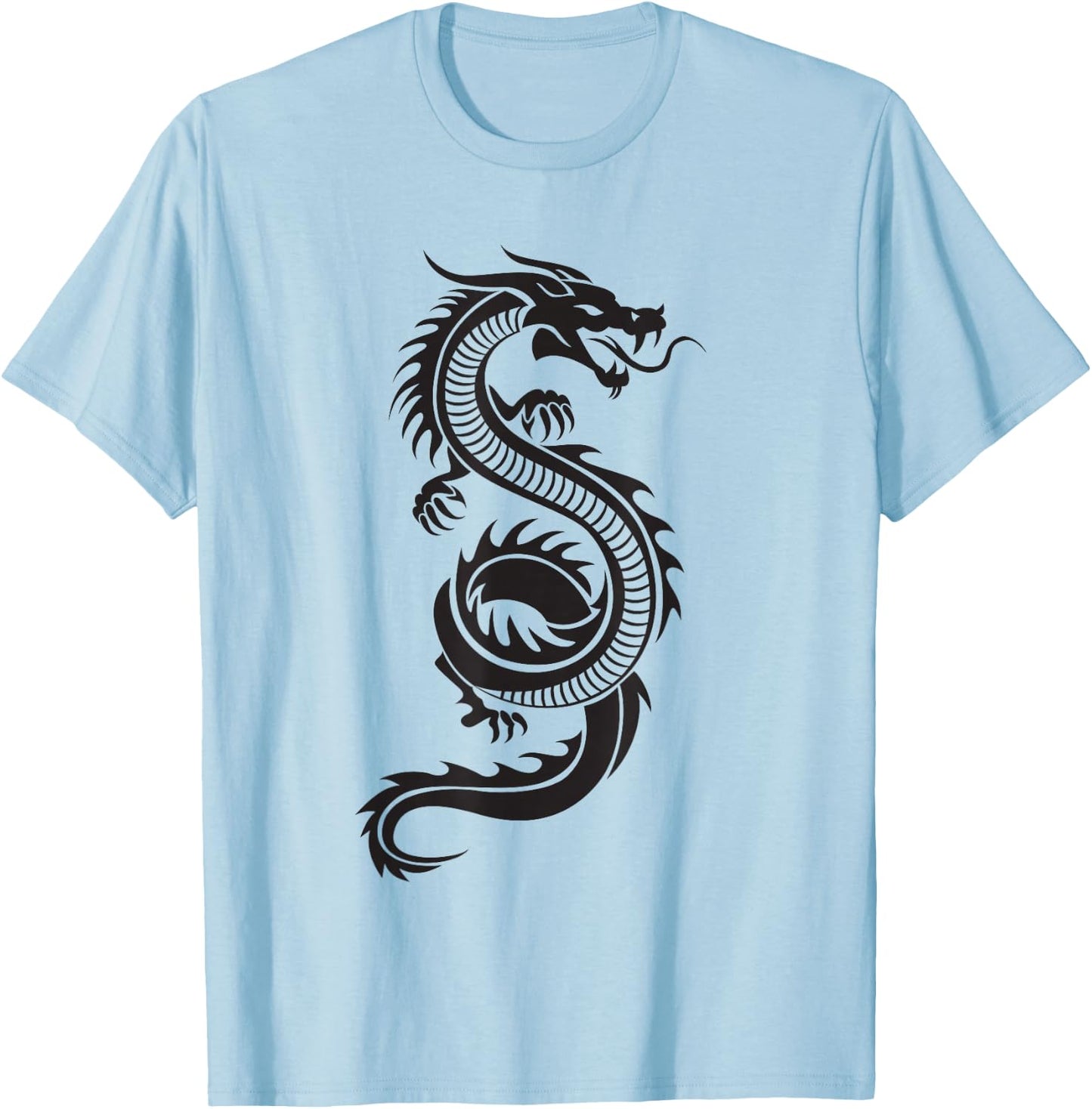 Martial Arts Red Chinese Firedrake Dragon Print Art T-Shirt - T-Shirt | Light Blue