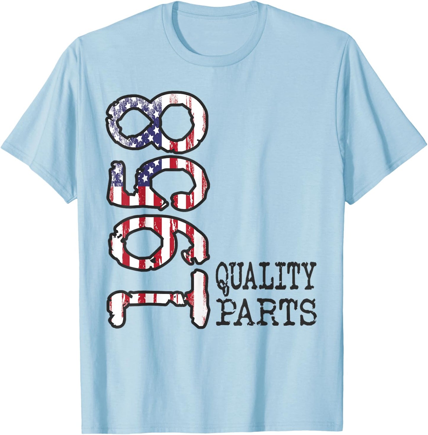 1958 Quality Parts, Bold Vintage Flag 1958 Birthday Gift T-Shirt - T-Shirt | Light Blue
