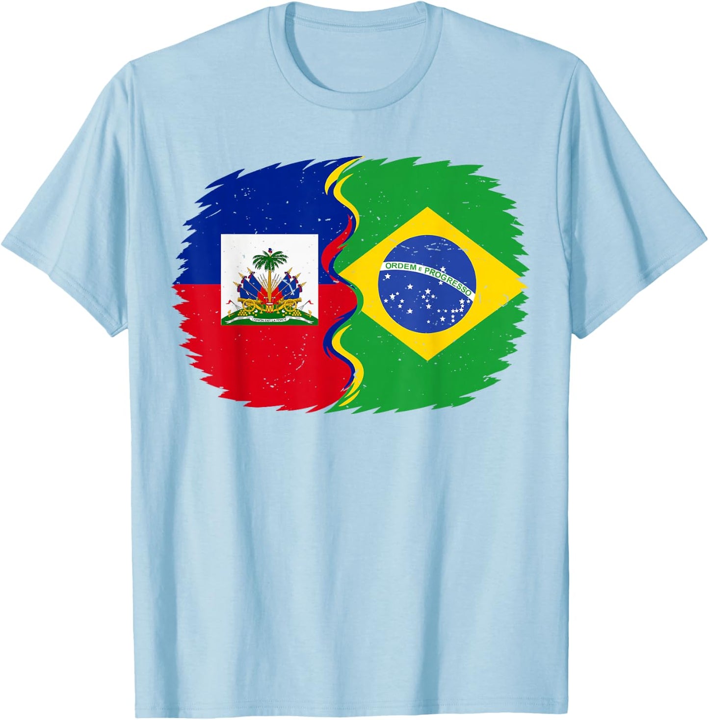 Toddler Haitian Half Haiti Flag Brazil Brazilian Men Women T-Shirt - T-Shirt | Light Blue