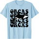 Orcas - Orca Whale Groovy Retro T-Shirt - T-Shirt | Light Blue