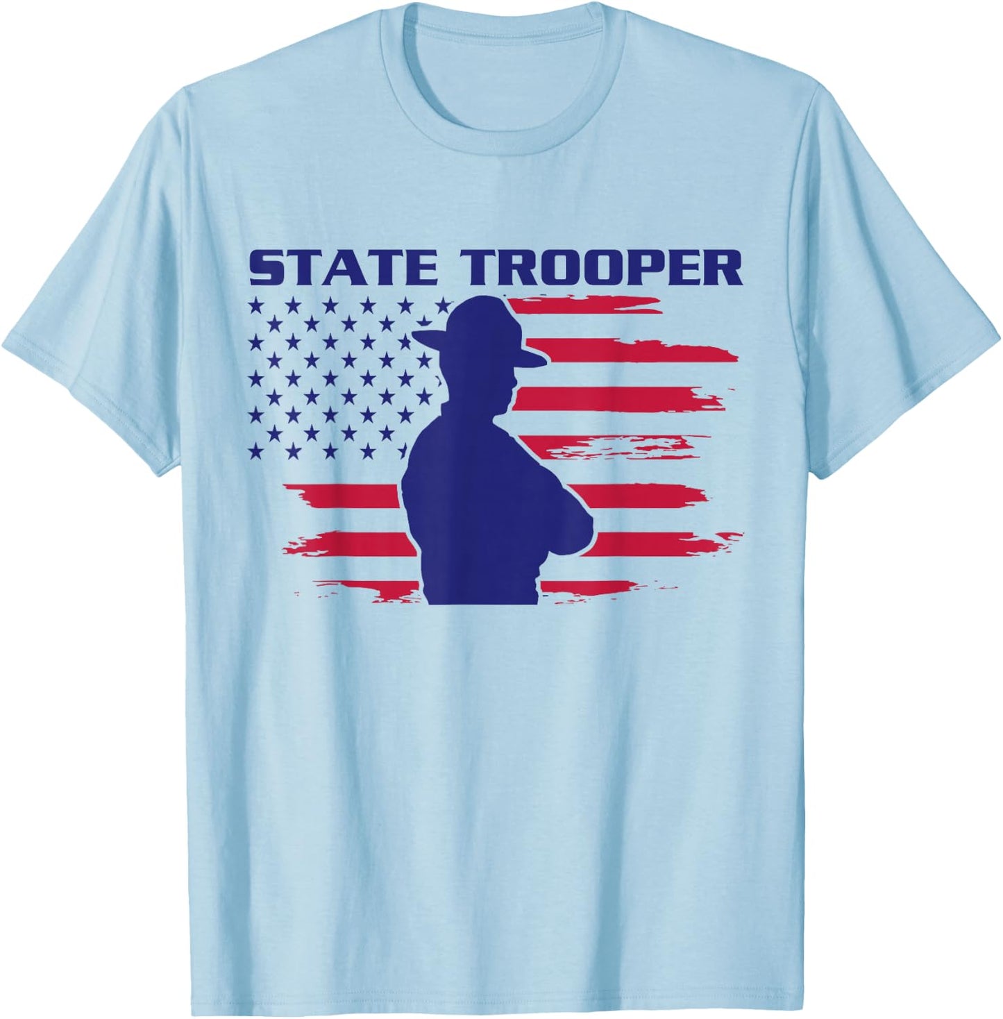 State Trooper American Flag, Highway Trooper, State Trooper T-Shirt - T-Shirt | Light Blue