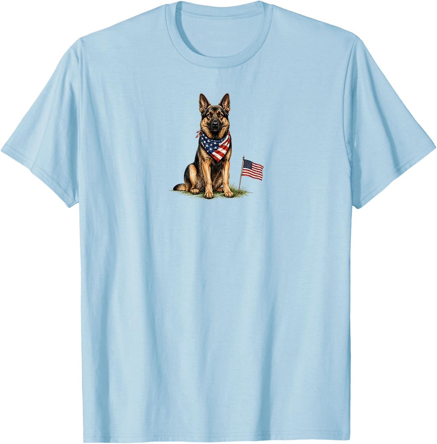 German Shepherd Dog 4th of July American USA Flag Dog Mom T-Shirt - T-Shirt | Light Blue
