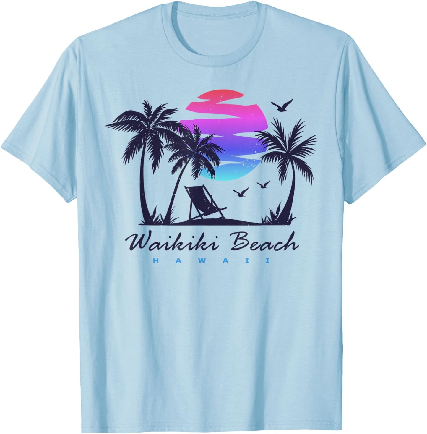 WAIKIKI BEACH HAWAII Family Vacation Retro Vintage Sunset Women Kids T-Shirt - T-Shirt | Light Blue
