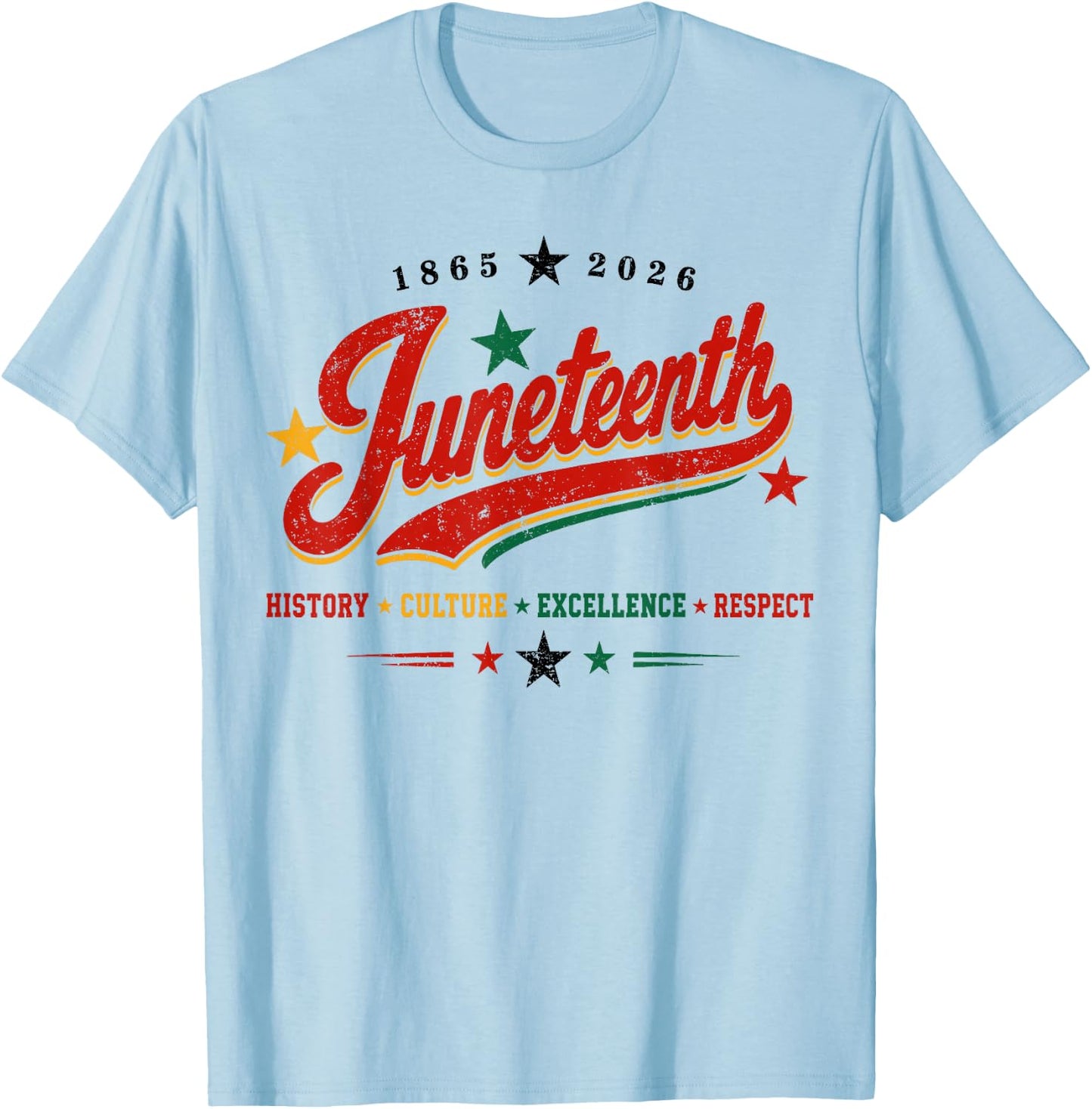 Juneteenth Free-ish 1865 2026 African American Pride T-Shirt - T-Shirt | Light Blue