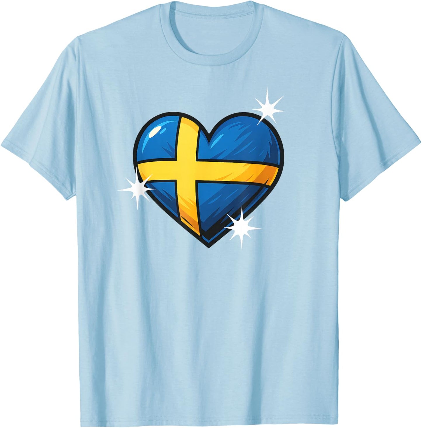 Drapeau suédois en forme de cœur pour femmes, hommes et enfants. Jaune et bleu Suède T-Shirt - T-Shirt | Light Blue