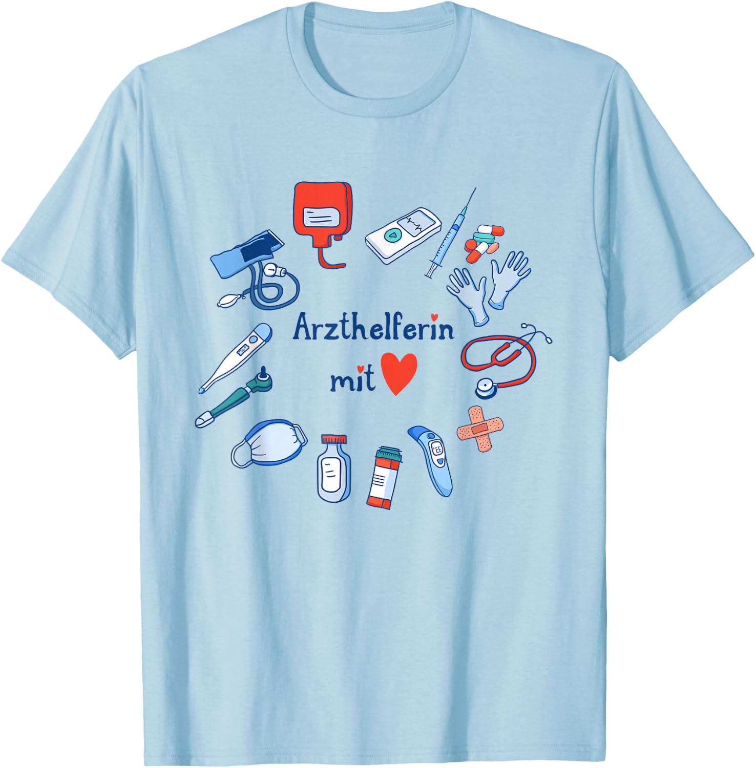 Arzthelferin mit Herz Dankeschön Arztpraxis Danke Praxisteam T-Shirt - T-Shirt | Light Blue