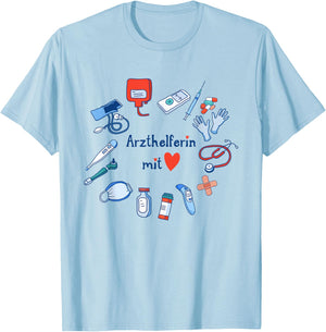 Arzthelferin mit Herz Dankeschön Arztpraxis Danke Praxisteam T-Shirt - T-Shirt | Light Blue