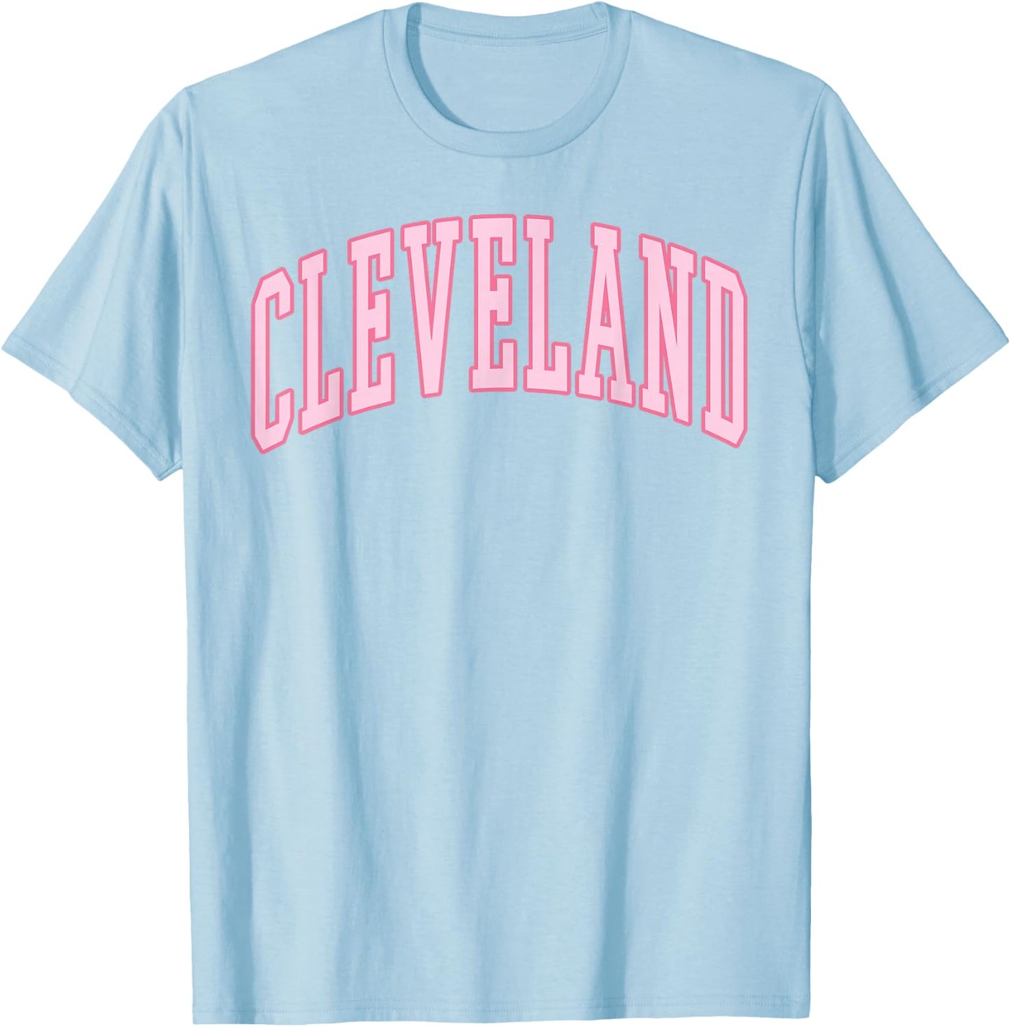 Cleveland Vintage Preppy Varsity Pink Sports T-Shirt - T-Shirt | Light Blue