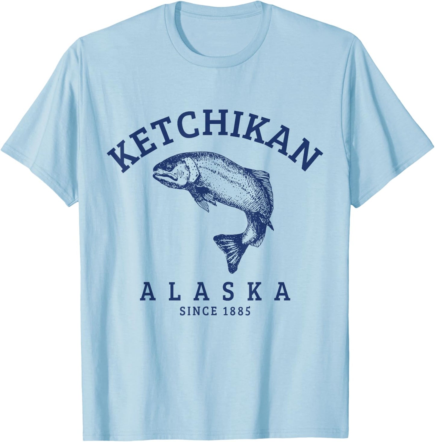 Ketchikan Alaska Vintage Trout Salmon Fishing Souvenir T-Shirt - T-Shirt | Light Blue