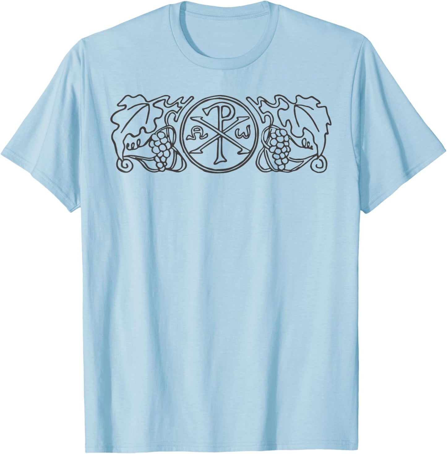 Chi-Rho Christogram Alpha and Omega Labarum Catholic Symbols T-Shirt - T-Shirt | Light Blue