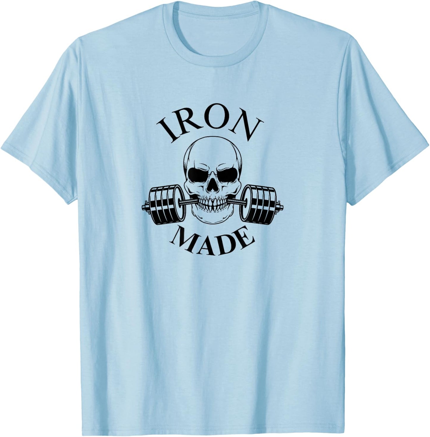 IRON MADE | SKULL with weights pump cover gym T-Shirt - T-Shirt | Light Blue
