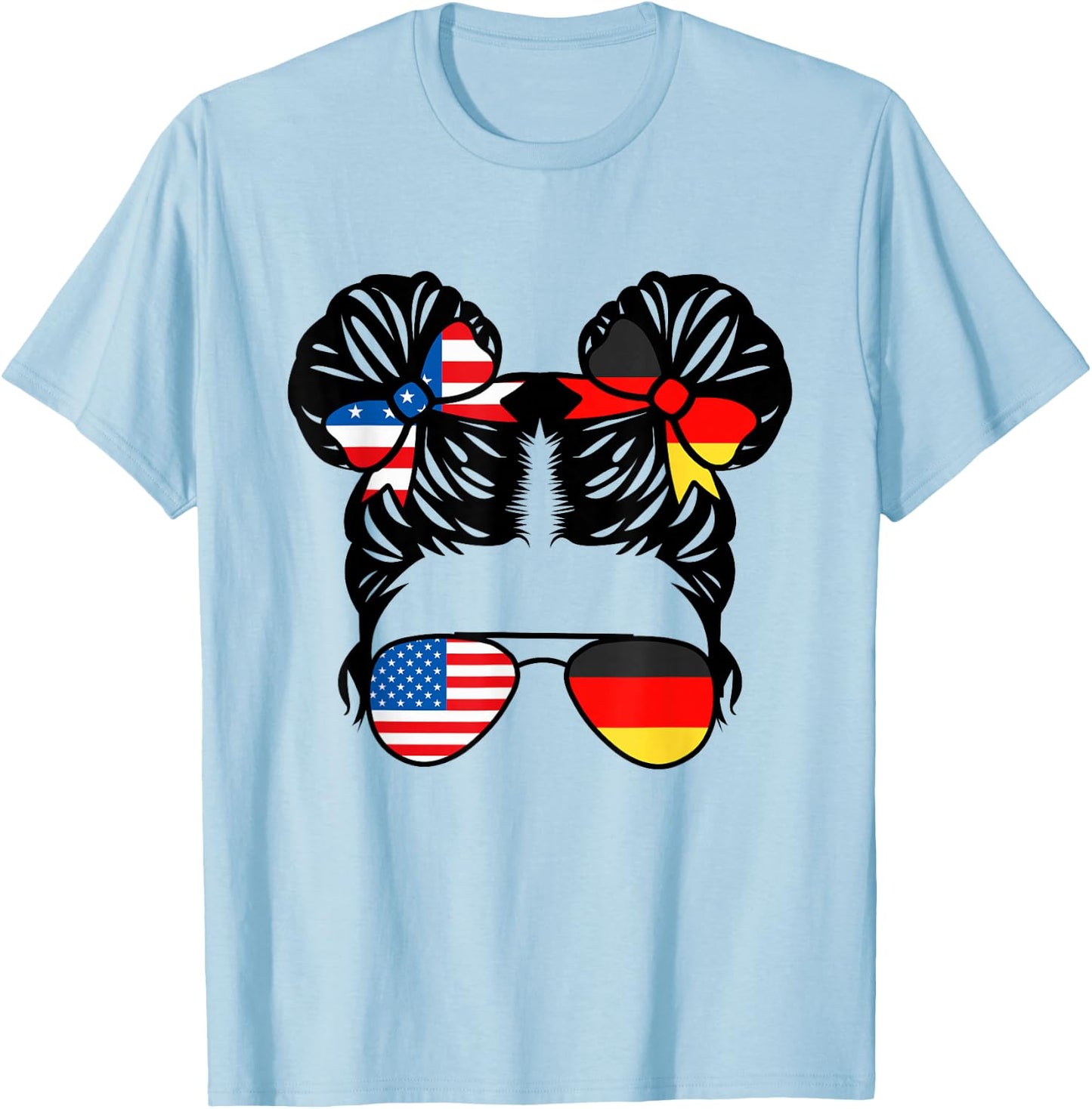 Half American Half German Girl USA Germany Flag Patriot Small T-Shirt - T-Shirt | Light Blue