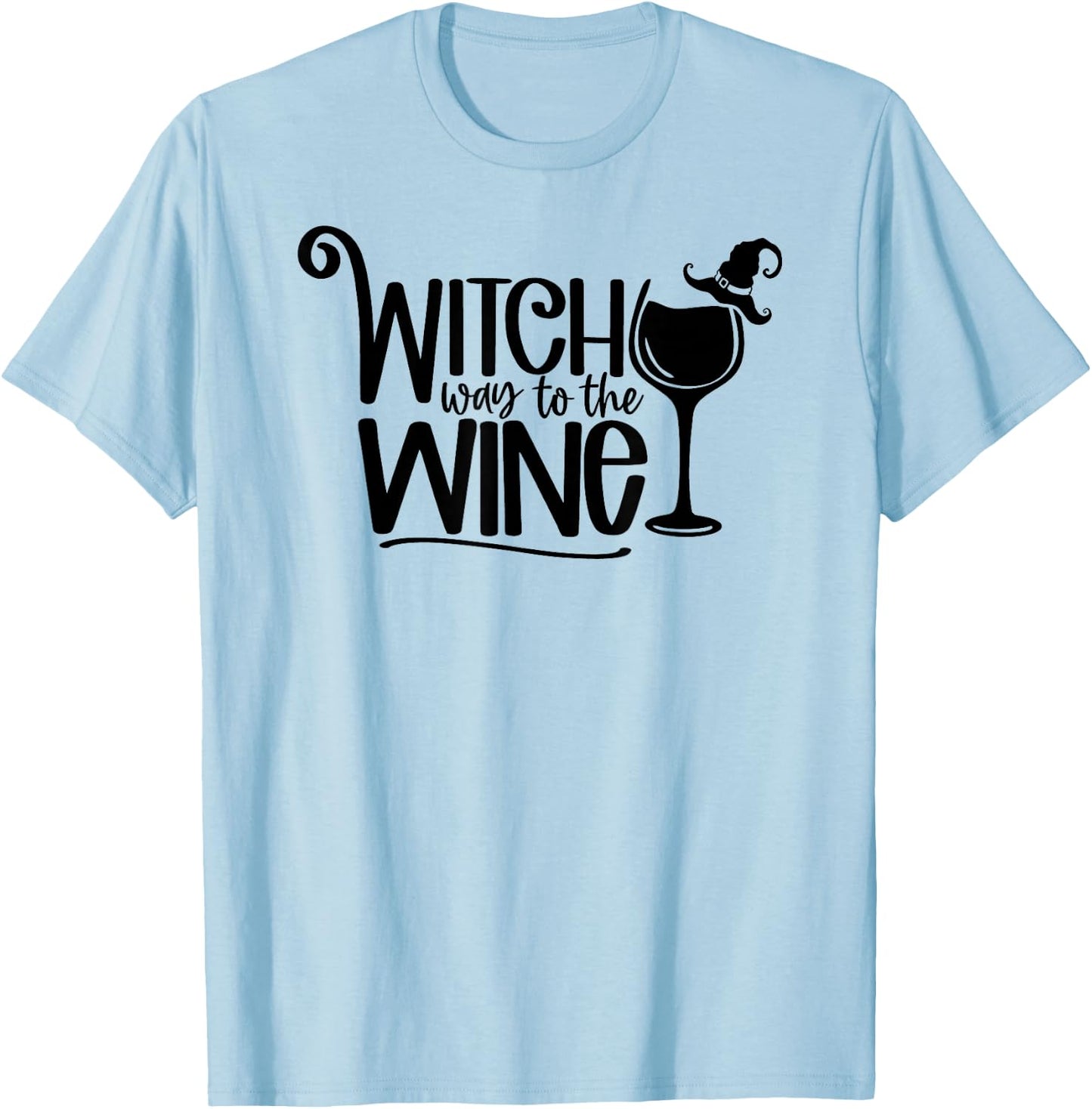 Witch Way To The Wine Halloween T-Shirt - T-Shirt | Light Blue