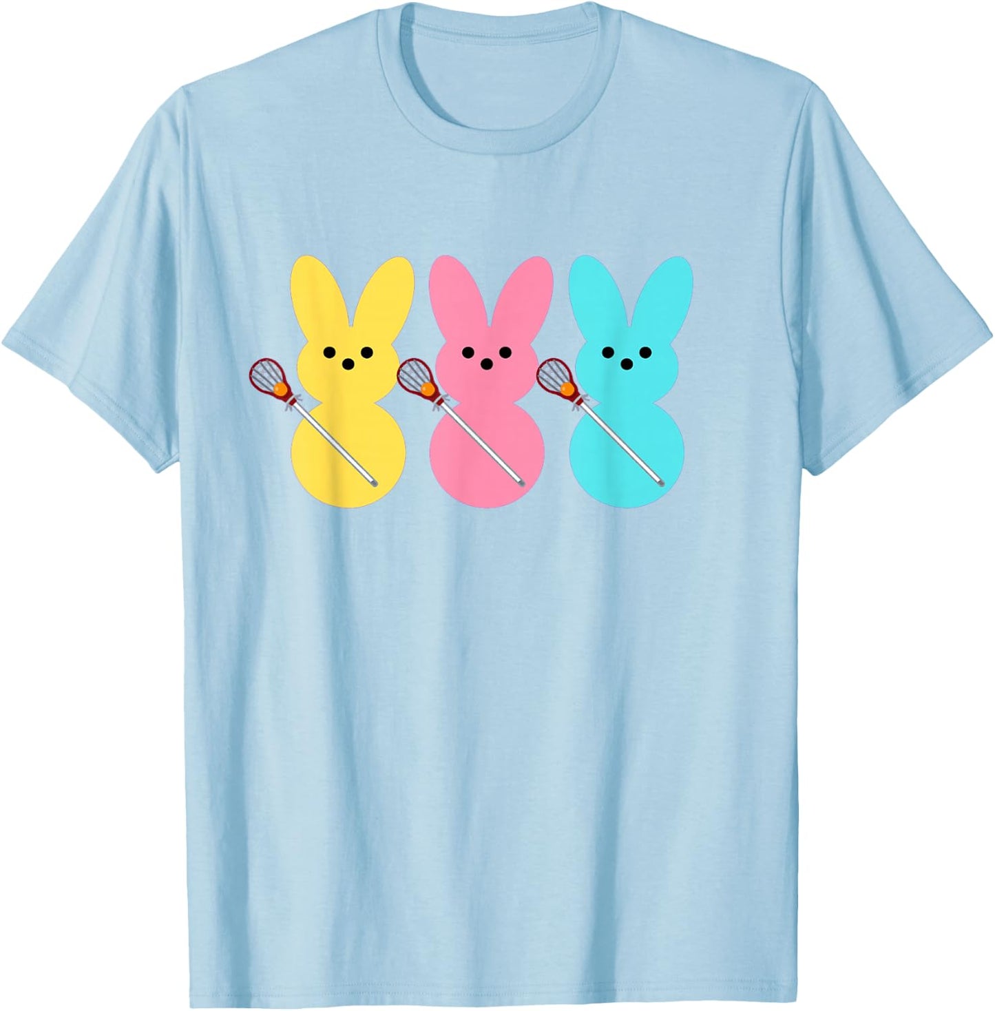 Cute Lacrosse Player Bunny Kids Boys Easter Lacrosse T-Shirt - T-Shirt | Light Blue