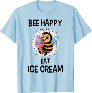 Bee Ice Cream Shirt Bee Pun Bee Lover Ice Cream Lover T-Shirt - T-Shirt | Light Blue