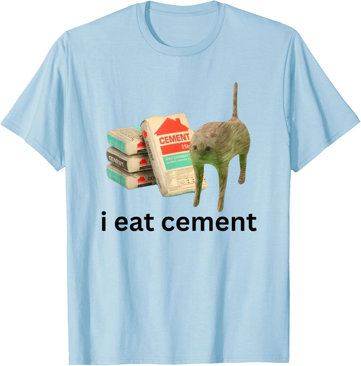 Meme Unhinged Cat Funny Cursed Cat Unhinged T-Shirt - T-Shirt | Light Blue