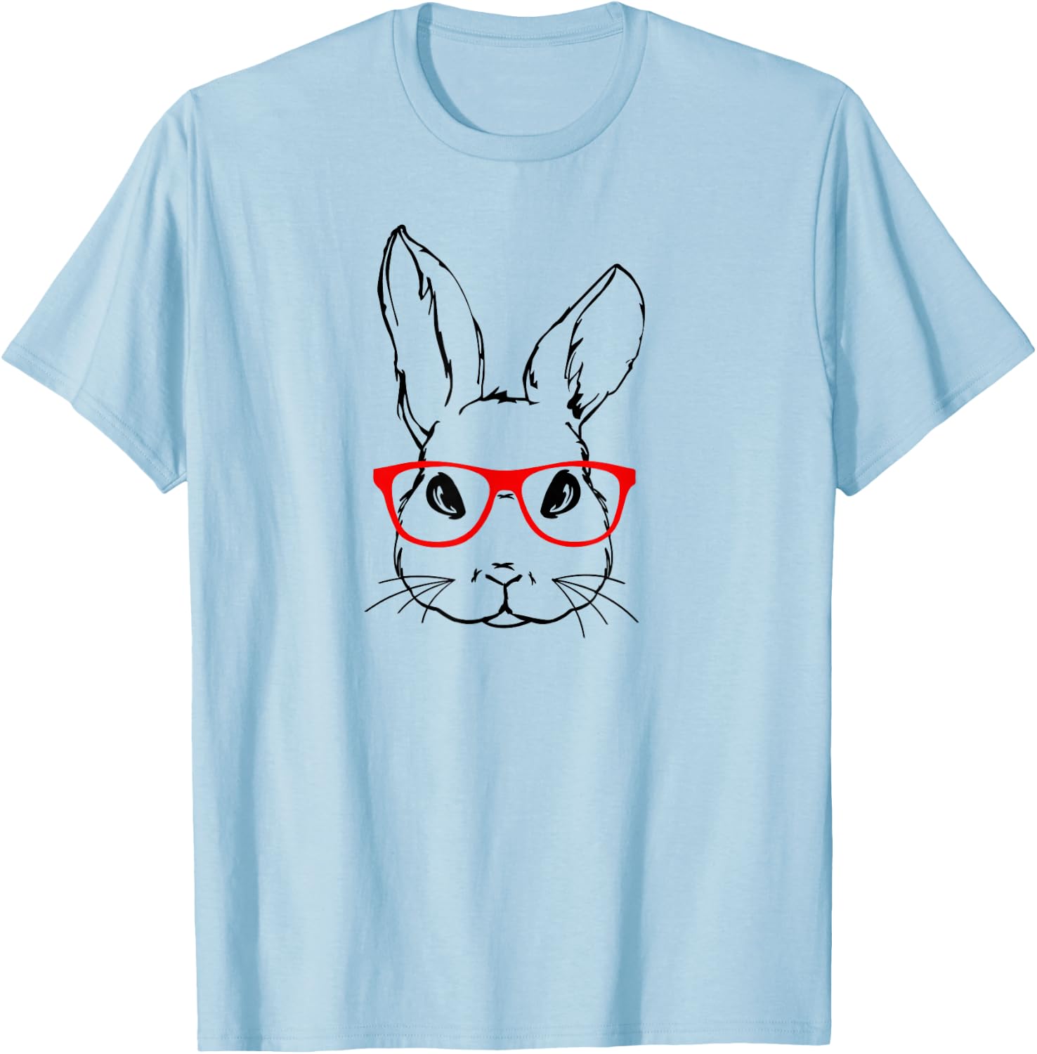 Cute Bunny Red Glasses Spring Easter Day T-Shirt - T-Shirt | Light Blue