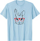 Cute Bunny Red Glasses Spring Easter Day T-Shirt - T-Shirt | Light Blue