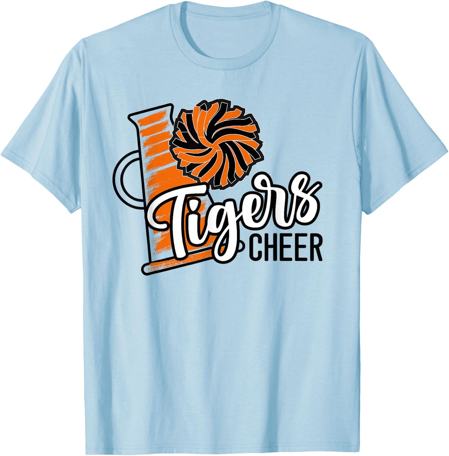 Tigers Cheer Orange Black cheerleading school spirit girls T-Shirt - T-Shirt | Light Blue