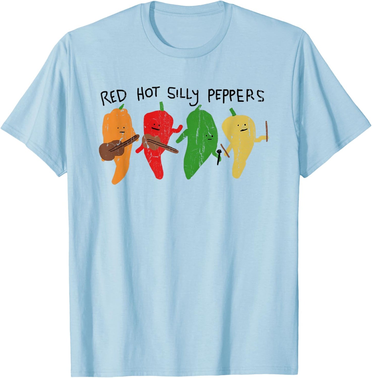 Red Hot Silly Peppers, Meme Funny, Cartoon Silly T-Shirt - T-Shirt | Light Blue