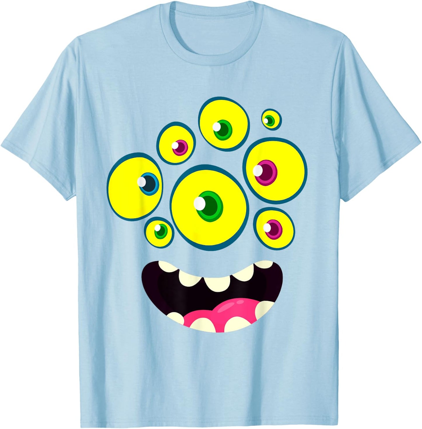 Cute Monster Face Halloween Group Costume Kids Boys T-Shirt - T-Shirt | Light Blue